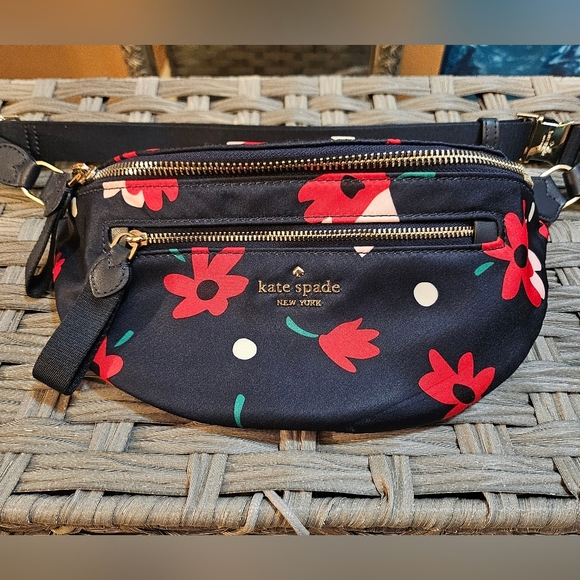 Kate Spade Whimsy Floral Belt Bag - Navy and Red - Picture 1 of 5